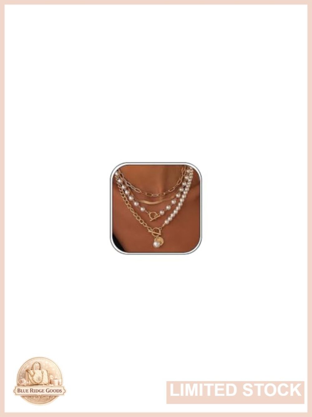 4 PCS Chunky Layered Pearl Necklace Set Paperclip Herringbone Choker Women